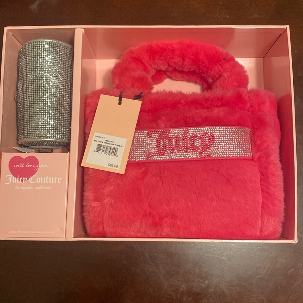 Juicy Couture Free Love Mini Tote & Barrel Coin Purse Set
